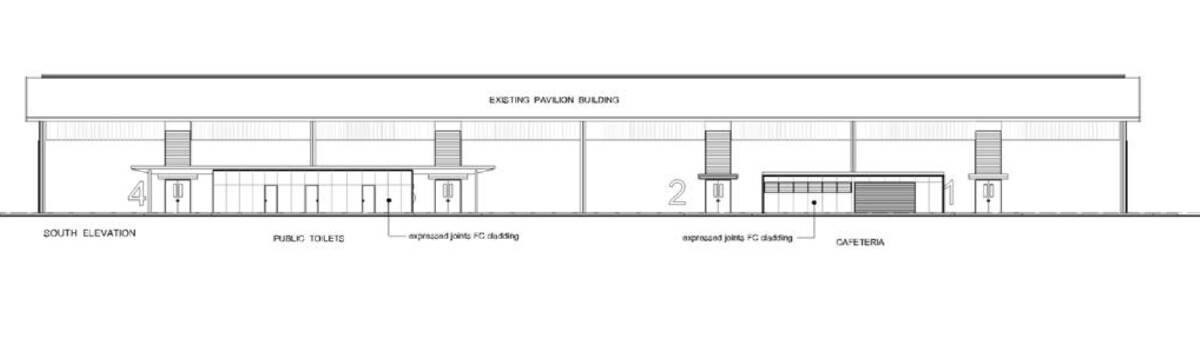 Plans for the toilets and cafeteria.
