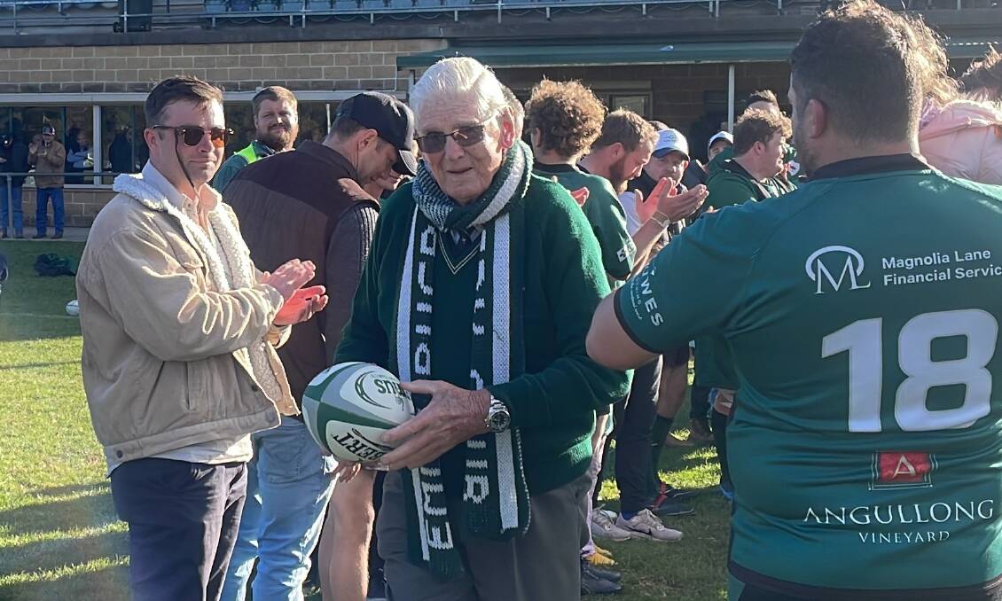 Don Strachan receives a guard of honour before the derby between Emus and Orange City on May 18, 2024. Picture by Dominic Unwin