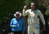 Orange City bowler Jarryd Seib celebrates after taking a wicket against Orange CYMS. Picture by Jude Keogh