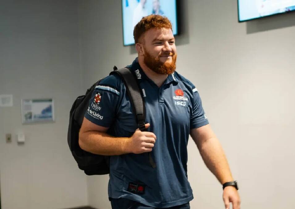 Harry Johnson-Holmes gets ready for a match for NSW Waratahs. Picture by NSW Rugby