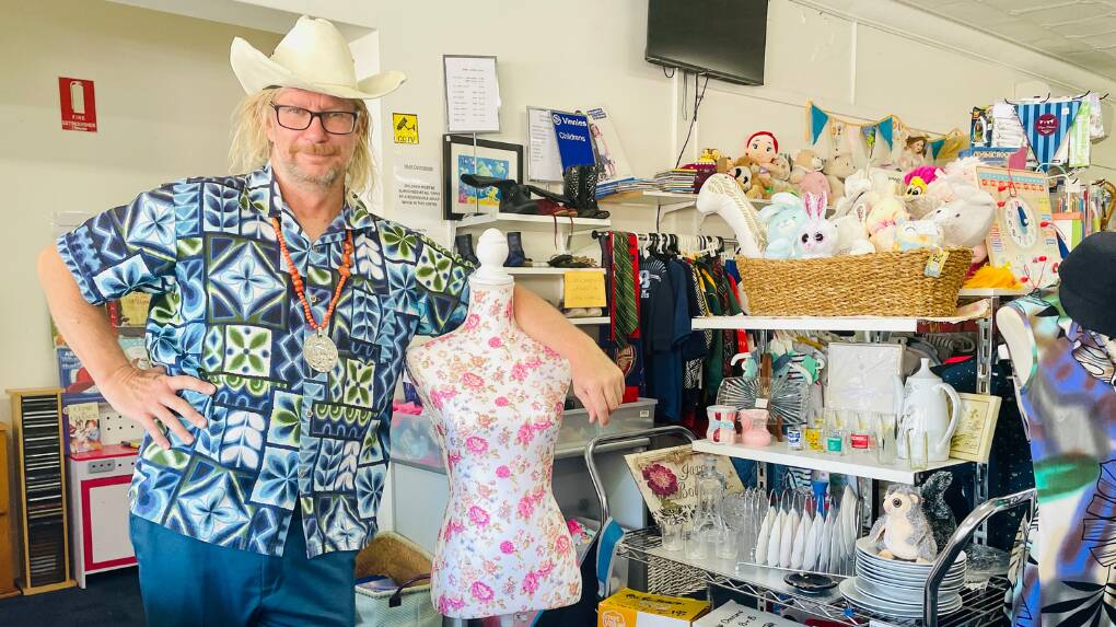 Molong's Tim Oxley has put the small town's Vinnies store on the social media map, bringing laughter to a growing audience and spotlighting volunteers. Picture by Emily Gobourg.
