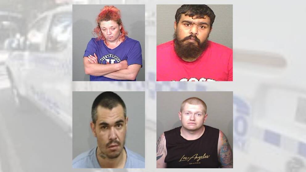 Police in the Central West are searching for Cassandra Swain (top left), Nevada Payne (top right), Marley Carr (left base) and Robert Betkowski (right base). Picture by NSW Police