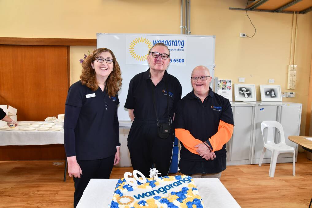 Wangarang Industries' human resources manager, Susan Williams, with employee of 44 years, Gilbert Meurant and another long-term employee of the service, Tim Hannelly. Picture by Carla Freedman.