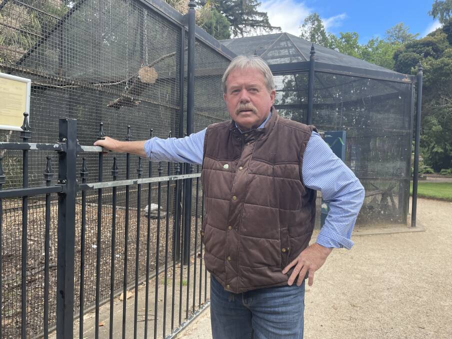 Councillor Kevin Duffy. The historic bird aviary in Cook Park, Orange could be permanently shuttered. It is home to Budgerigar, cockatiel, red-rumped and king parrot, crimson rosella, galah, long-billed corella, and cockatoo. 