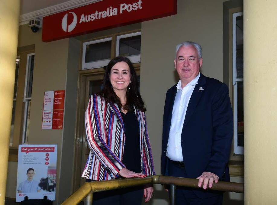 Australia Post CEO Paul Graham and retail executive general manager Catriona Noble at Orange Post Office. Picture by Carla Freedman. 
