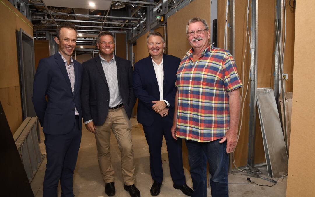 From the site (left to right) Oncologist Dr Peter Fox, Orange MP Phil Donato, PRP Diagnostic Imaging CEO Paul Richard, and cancer patient Greg Tucker. Picture by Jude Keogh. 