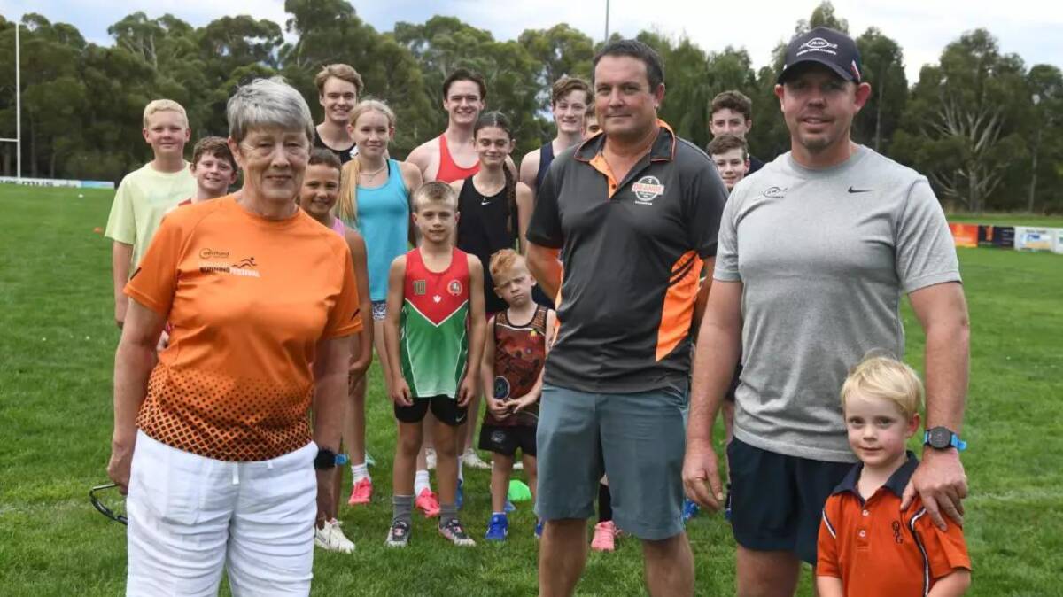 Orange Runners Club president Judy Tarleton, Orange Little Athletics president Brett Wallbank and coach Jeremy Wallace at Emus Rugby Club where they hold training sessions for elite athletes. Picture by Jude Keogh 