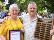 Ice block makers Marie and Dick Middleton winning the Local Legends award. Picture by Carla Freedman