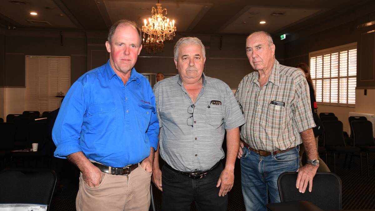 Farmers Ian Pearce, Guy Gaeta and James McClymont at the public hearing in March. Picture by Carla Freedman

