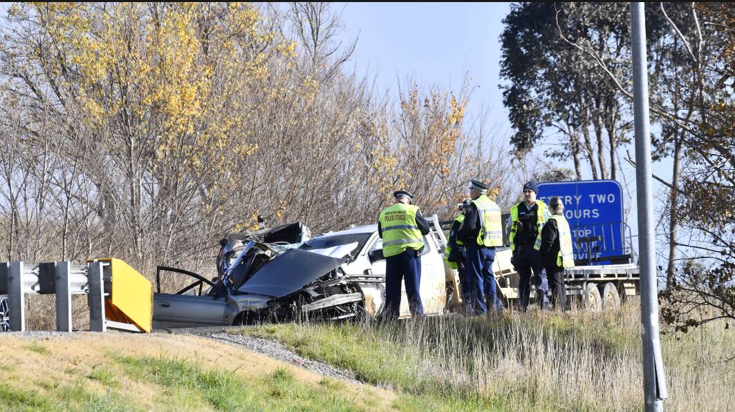 NSW police are on the scene of a two-car crash east of Orange. Picture by Carla Freedman.