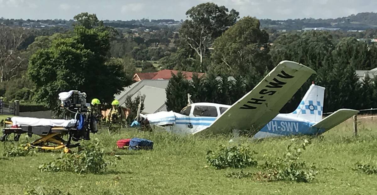 A light plane has crashed into a backyard in Kirkham seriously injuring two people. Pictures: Ashleigh Tullis