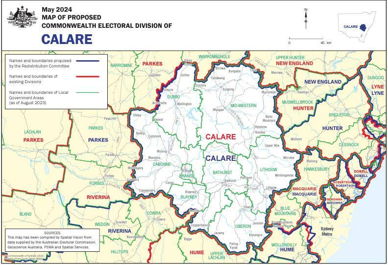 A map of Calare. Picture supplied by AEC.