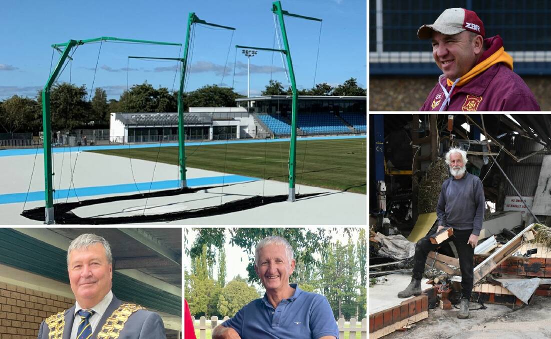 New hammer throw nets proposed for Canowindra and then clockwise from top right councillor Andrew Pull, Eugowra's Greg Agustin, councillor Peter Batten and mayor Kevin Beatty.