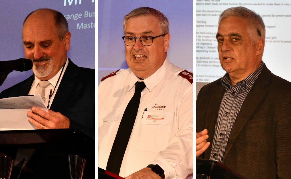 Tony Rodd, Major Colin Young and guest speaker Dr Bill Mackie. Pictures by Carla Freedman.