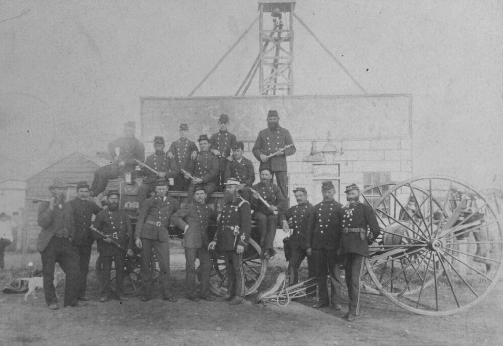 Seventeen firemen with a horsedrawn fire engine outside Orange's first fire station in Anson Street. Picture from Central West Libraries