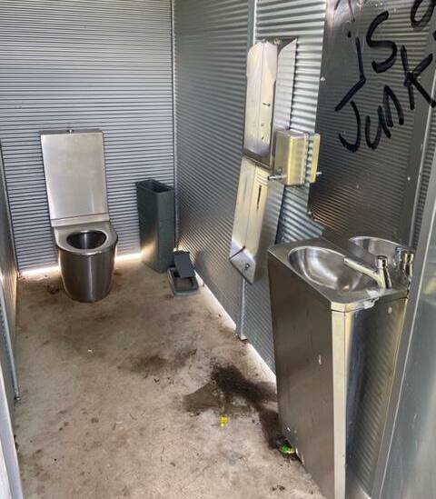 The Moulder Park toilets near the Orange skate park were found in a filthy, dangerous and unsanitary condition on Clean Up Australia Day. Picture supplied.