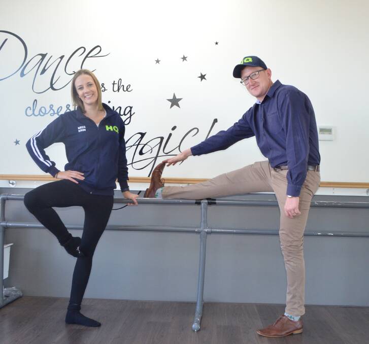 WARMING UP: Dance HQ teacher Erin Camery and Ray White principal Lan Snowden prepare for the Stars of Orange Dance for Cancer fundraiser.