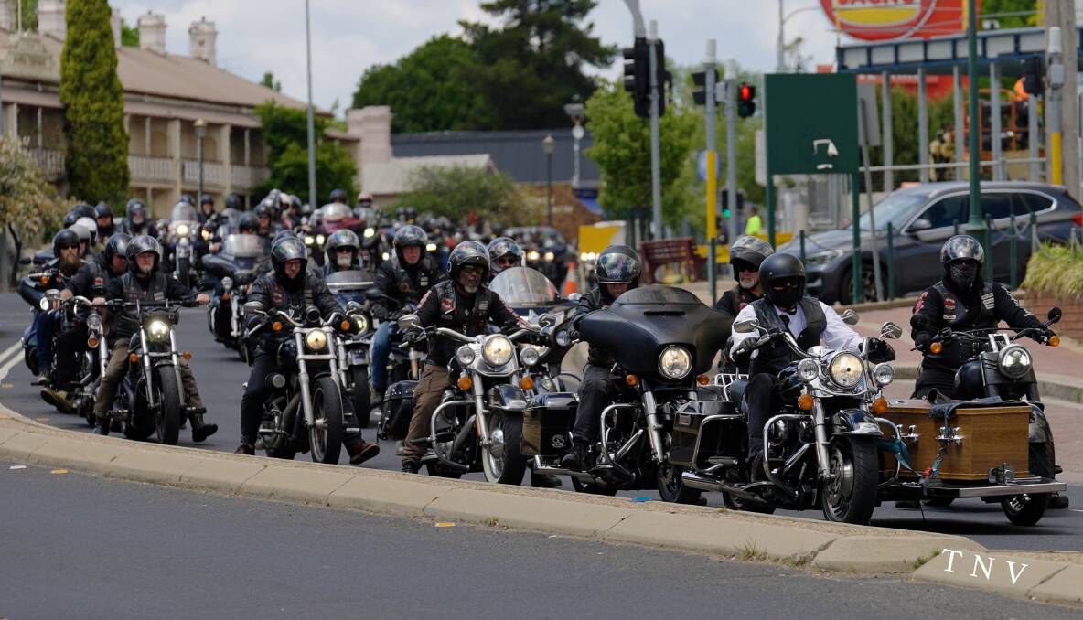 Dozens of motorcylists made their way down Summer Street on Monday as a final ride for Barry 'Baz' Porter. Picture by Troy Pearson/TNV