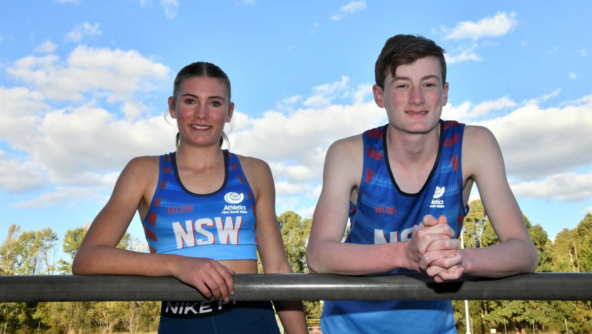 Jos Blair and Connor Bennett recently competed at the Australian Junior Athletics Championships. Picture by Carla Freedman.