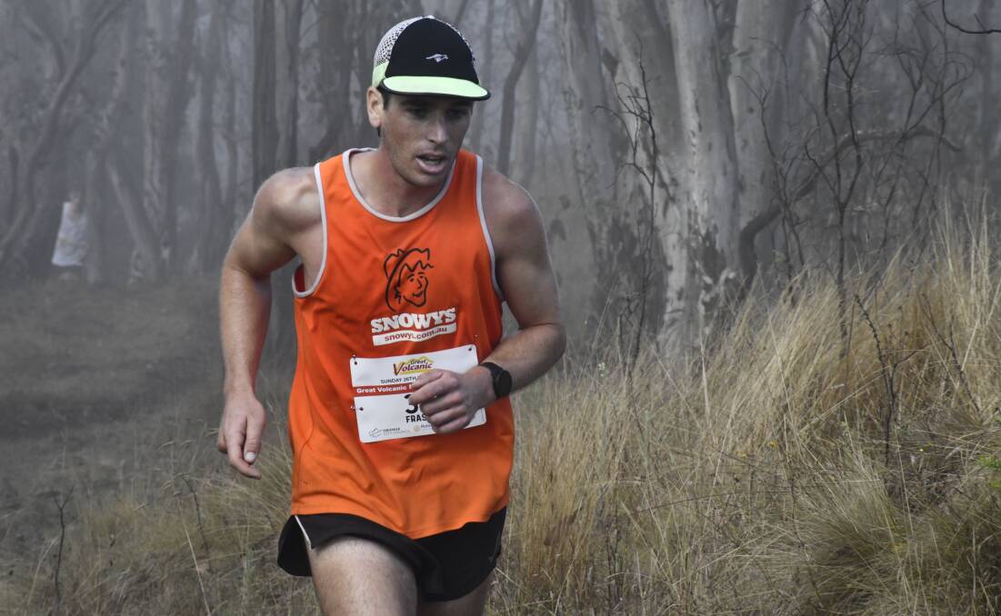 South Australia's Fraser Darcy nearing the finish line during the Great Volcanic Mountain Challenge on Sunday. Picture by Carla Freedman.