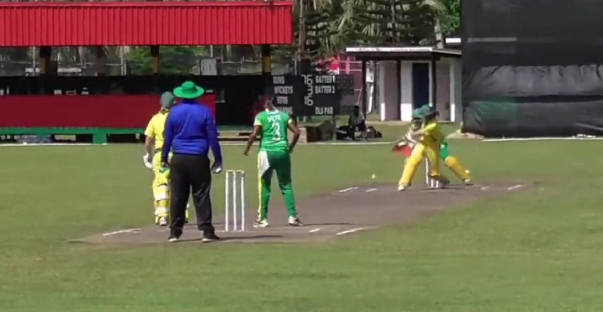 Callee Black in action at the batting crease during the second game of the Vanuatu tour. Footage from Cricket Australia.