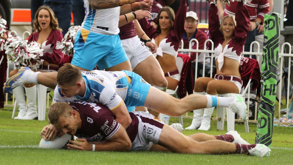 Tom Trbojevic was instrumental in the Manly Warringah Sea Eagles' win at Glen Willow Stadium in 2021. Picture by Simone Kurtz