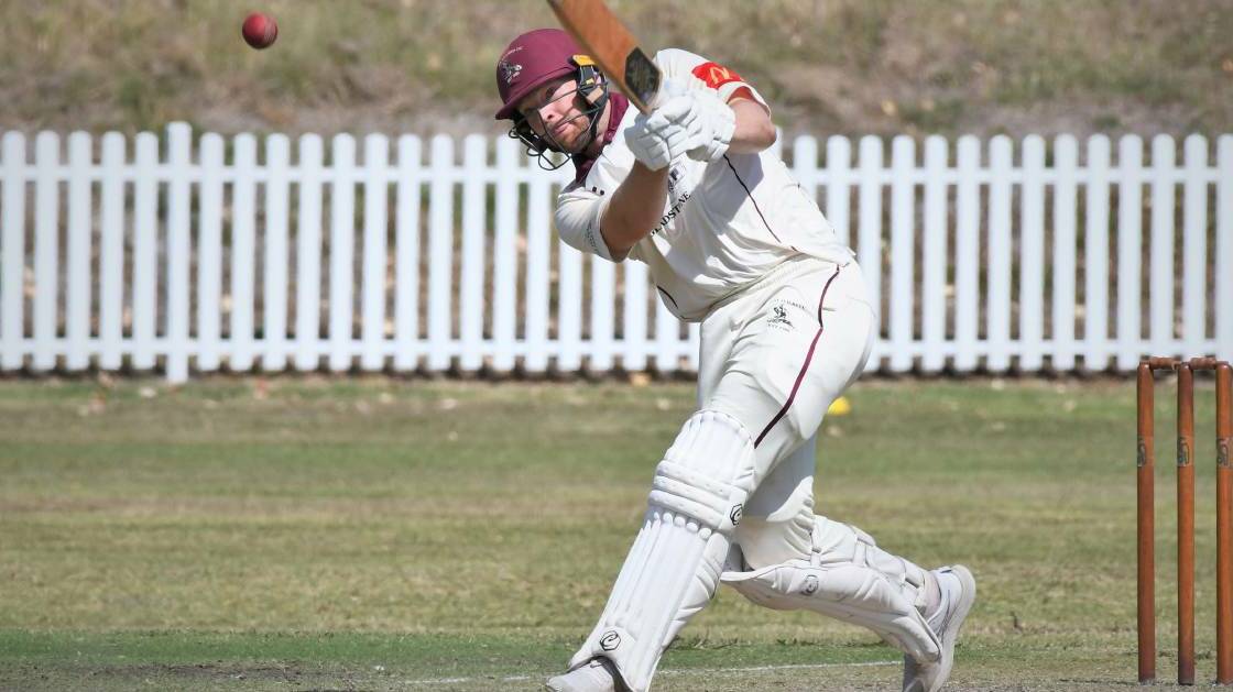 Matt Corben hits out during his century against City Colts. 