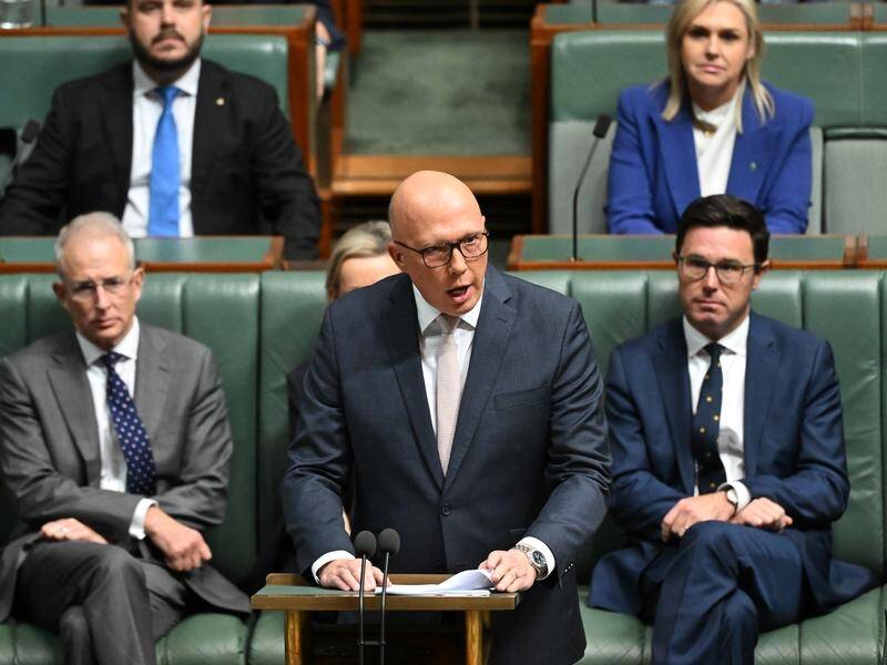 Peter Dutton claims the coalition's nuclear policy will eventually bring power prices down. (Lukas Coch/AAP PHOTOS)