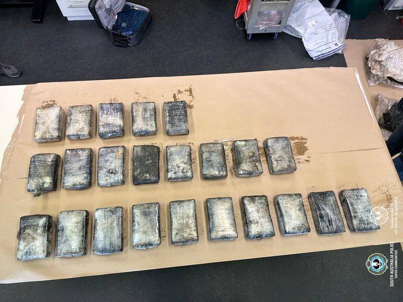 Officers found 23kg of suspected cocaine on board a ship docked at Port Pirie in South Australia. (HANDOUT/SOUTH AUSTRALIA POLICE)