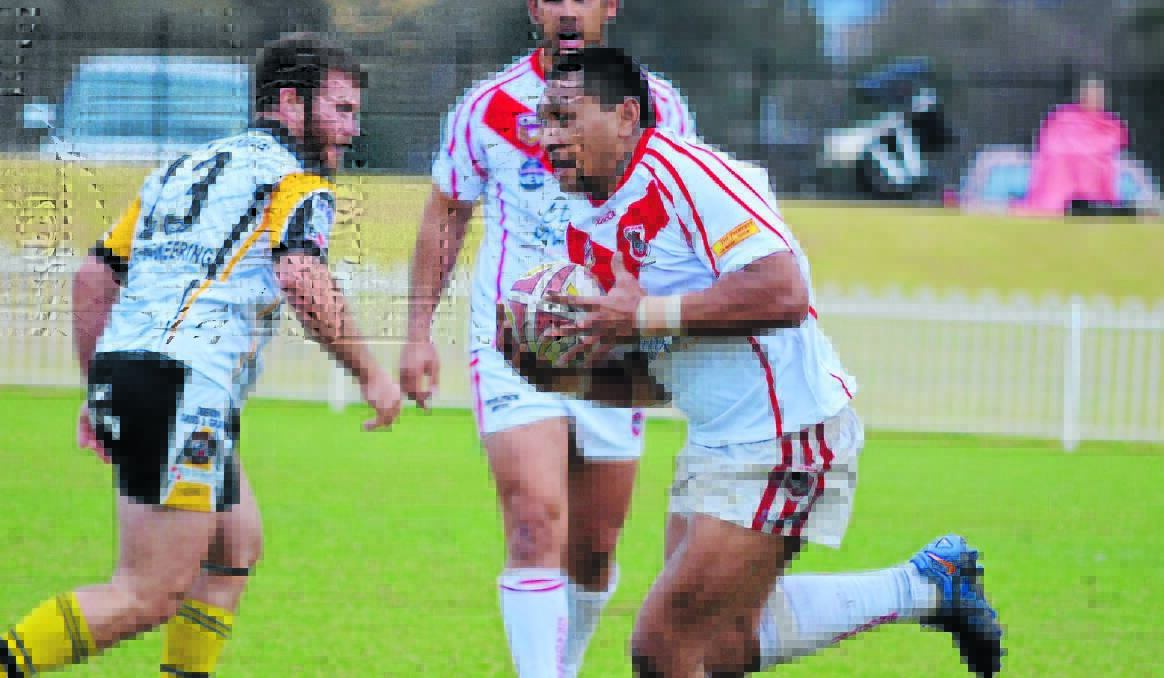 CONSTANT THREAT: Jack Afamasaga's fend and off-loading ability have been assets for Mudgee Dragons in 2013.